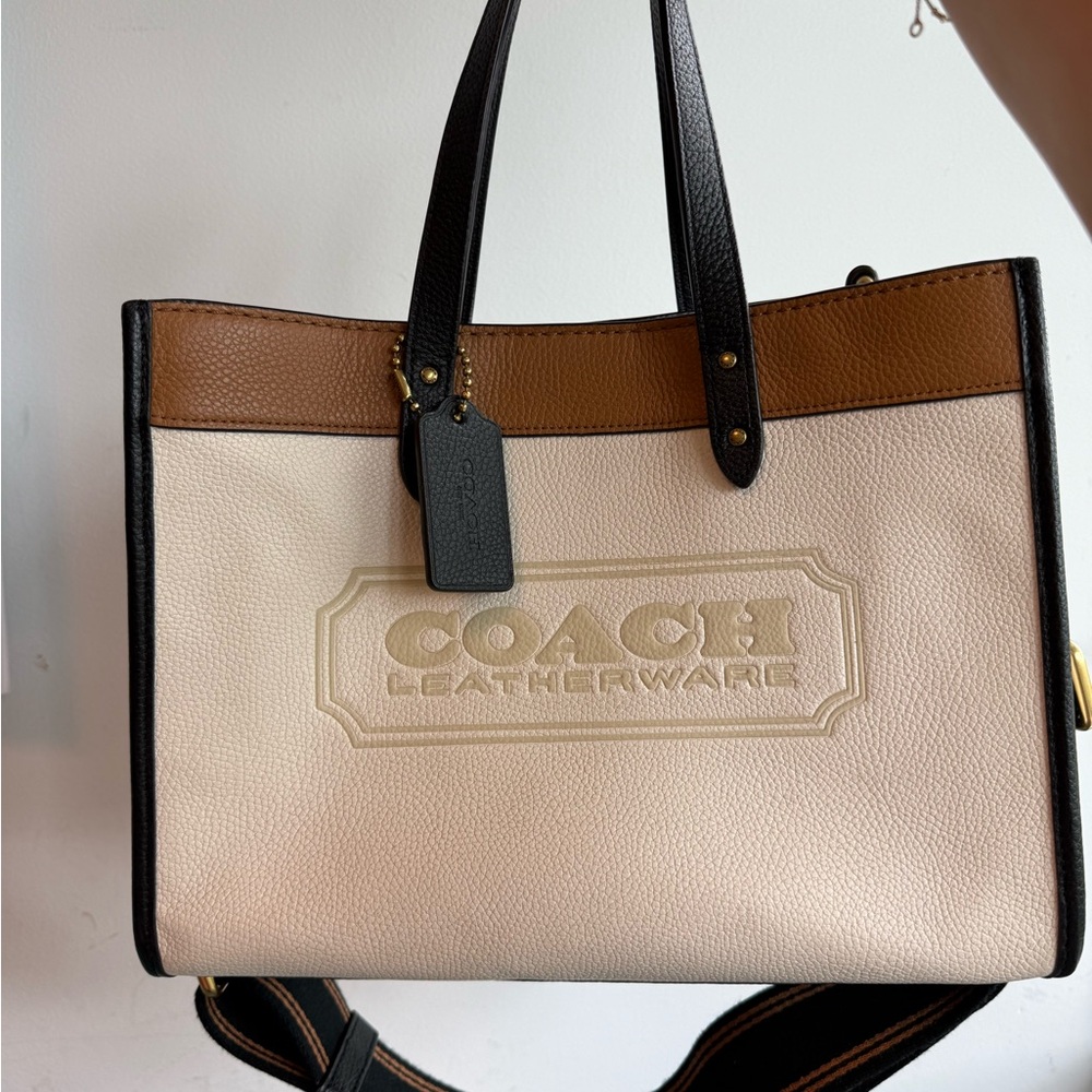 Coach Cream, Brown & Black field tote 30